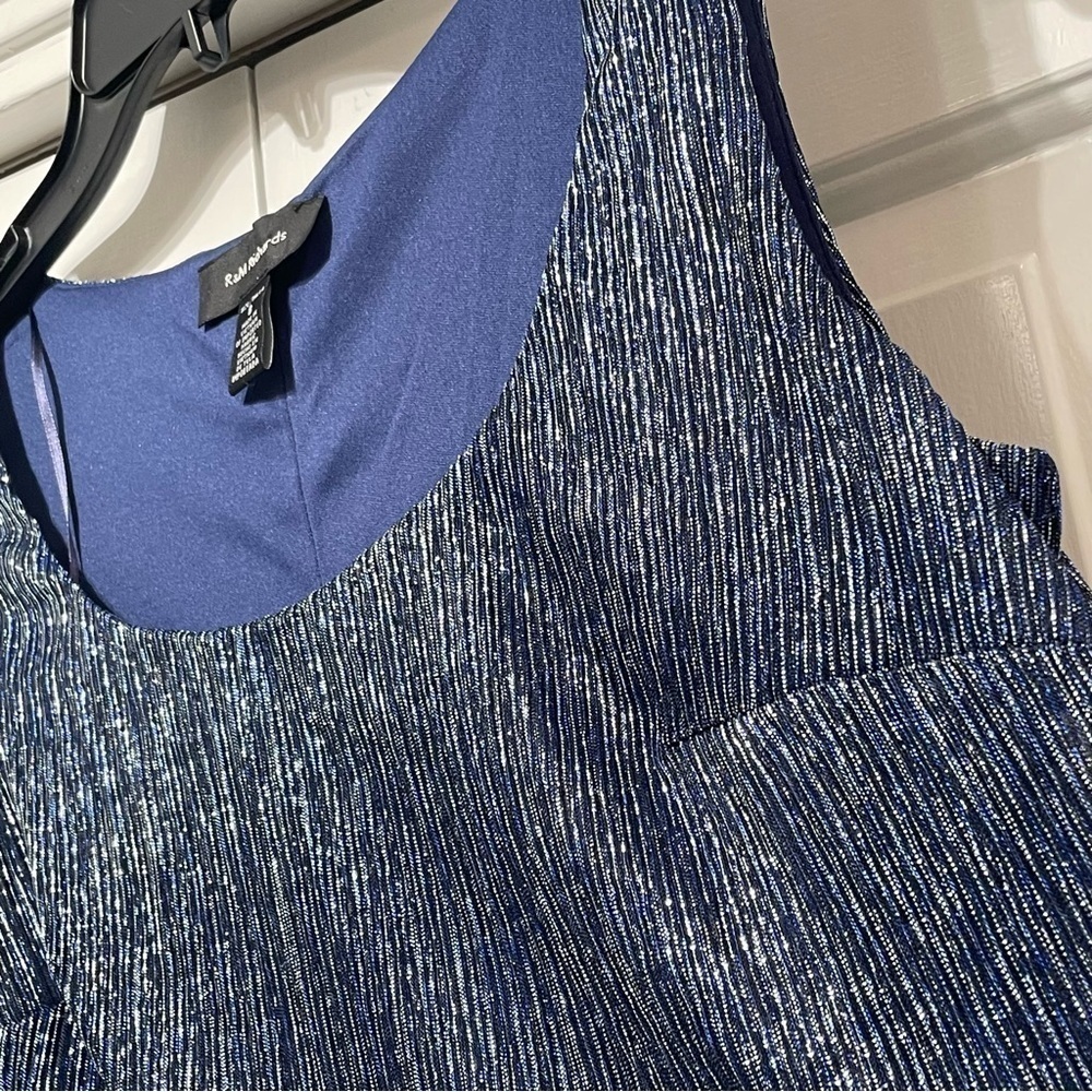 R & M Richards Blue Shimmering Metallic Sleeveless Dress Women's Size 8 NEW - Picture 5 of 11
